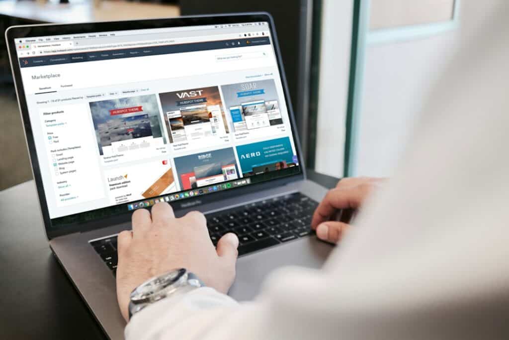 Website landing page design shown on a laptop screen