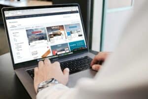 Website landing page design shown on a laptop screen