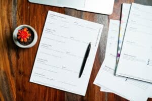 Business invoice and pricing documents on a desk