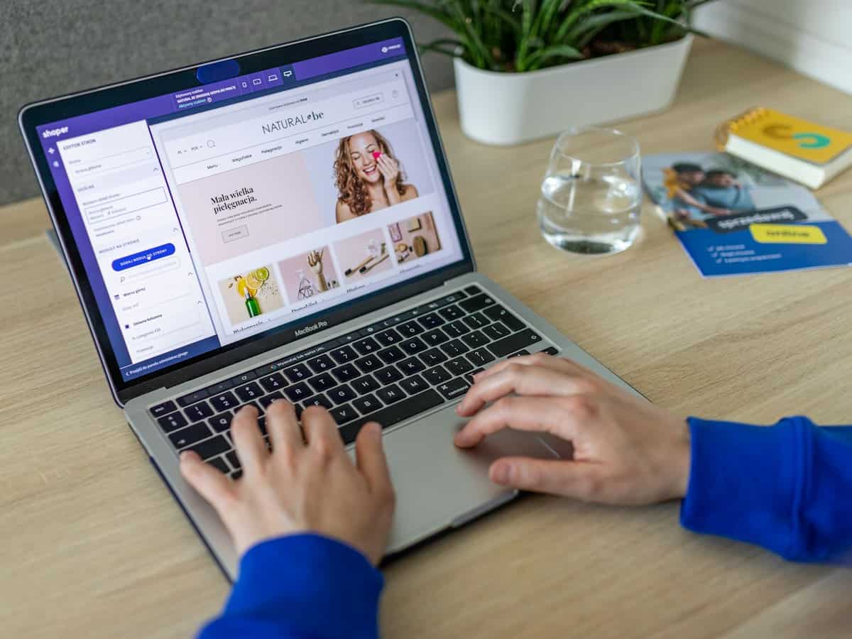 Shopper browsing an online store on a laptop