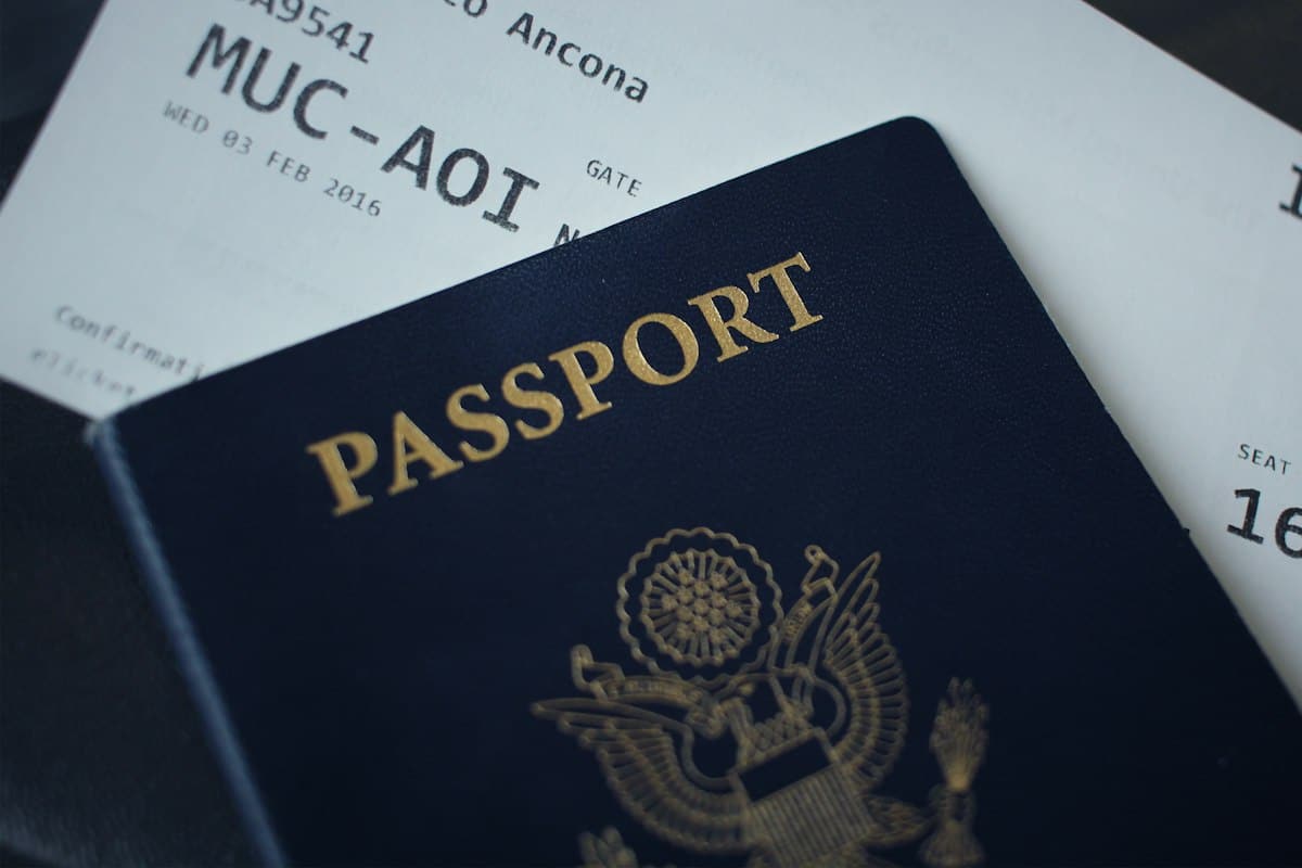 Close up of a US passport cover