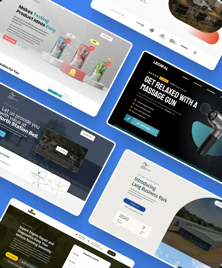 Landing pages Clickem designed and built for client Google Ads campaigns